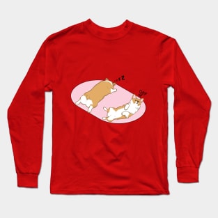 Sleeping Corgi on carpet Long Sleeve T-Shirt